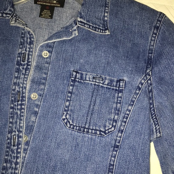 Vintage denim American eagle JEAN button down long sleeve western fitted top M - Picture 10 of 11